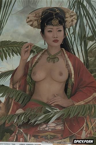 gaugain painting, polaroid photography, cross eyed, big tits