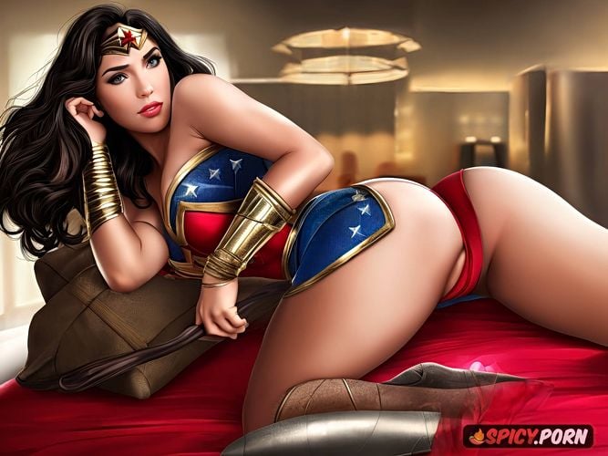 photo realistic, wonder woman, shaved pussy, 8k, firm round ass