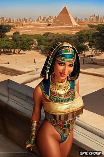 pale skin, huge natural breasts, traditional egyptian woman