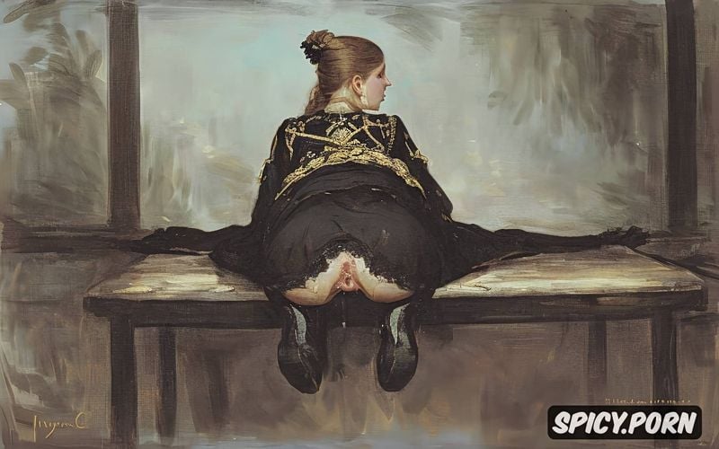 glossy eyes, small shiny snub nose, 19th century cute 18 yo russian grand duchess spread legs black dick in ass
