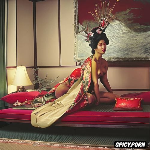 topless, vintage photography, green ghost, japanese nude geisha