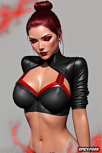 ultra detailed, female sith lord star wars tight black sith robes red skin short dark red hair in a bun red eyes small perky natural tits beautiful face masterpiece