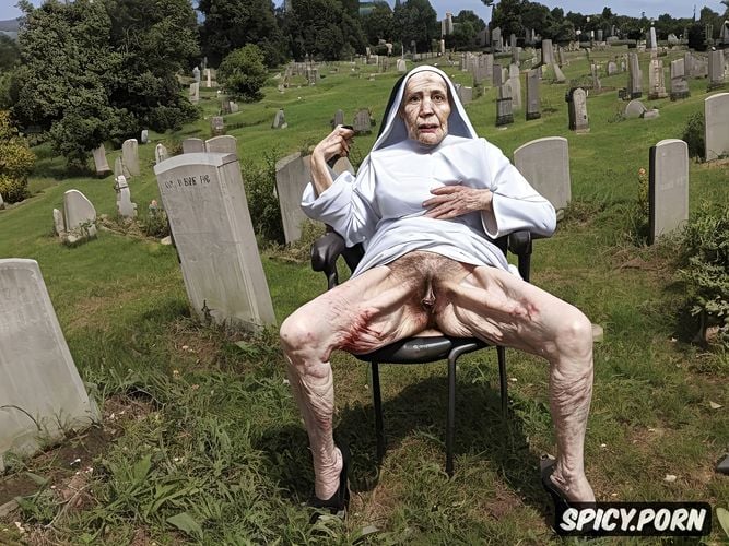 grey hair, point of view, very old granny, zombie, outdoors