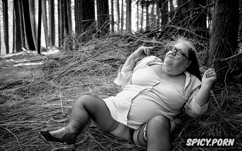 spreading legs, poorly dressed, hairy pussy, sandals, sitting on the wooden floor in a cabin in the cursed woods