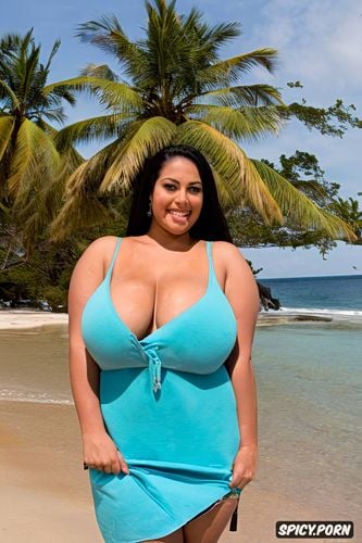 beach, half view, half view, half view, extremely busty, gigantic saggy tits