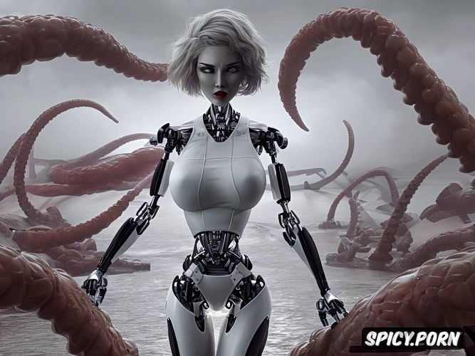 thick legs, thick body, woman vs robot tentacle vagina probe model