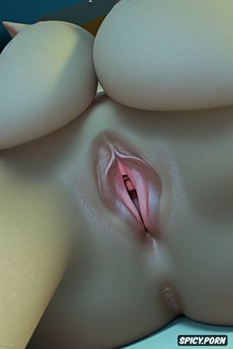 detailed moist labia, pussy close up, cunnilingus pov, lying on her back