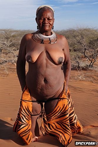 wearing revealing traditional animal skins, tits bulging at the ends