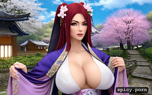 realistic anime, in feudal japan, 3dt, vibrant colors, 3d style