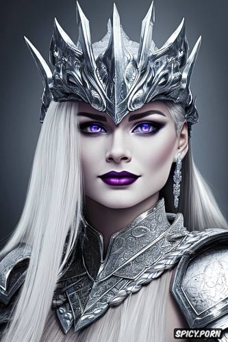 confident smirk, tiara, beautiful face, female knight, wearing black scale armor