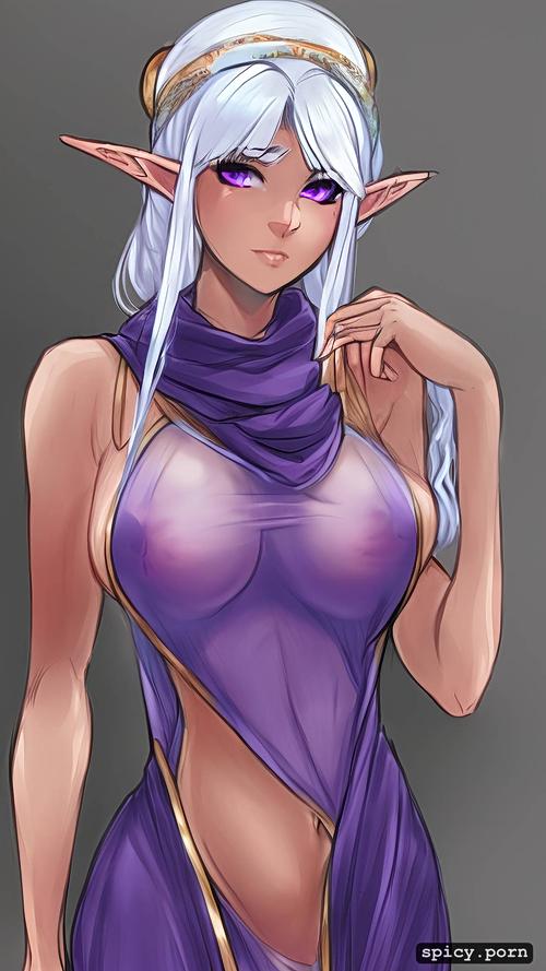 see through tanktop with underboob, full body, white hair, highres