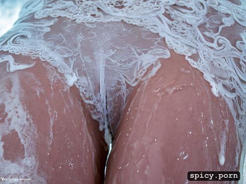 no makeup, ultra detailed, soapy bubbles, 8k, soapy body, innocent virgin