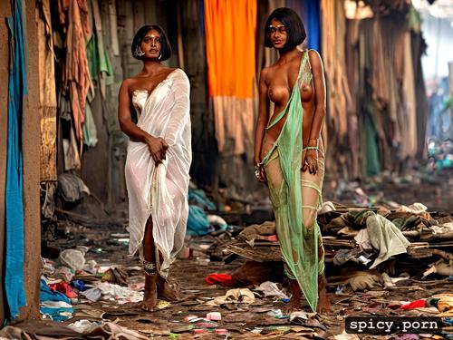 sexy indian black woman, wearing rags, extremely beautiful, full body