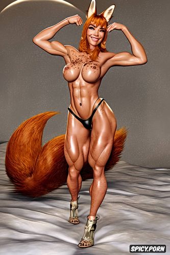 32k resolution, anime fox woman, cinematic, lifelike, long fluffy tail1 48
