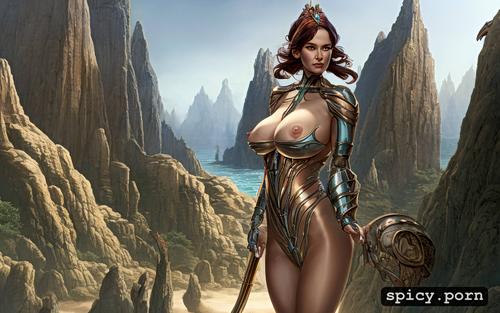 ultra detailed, masterpiece, thick body, pretty naked elf, highres