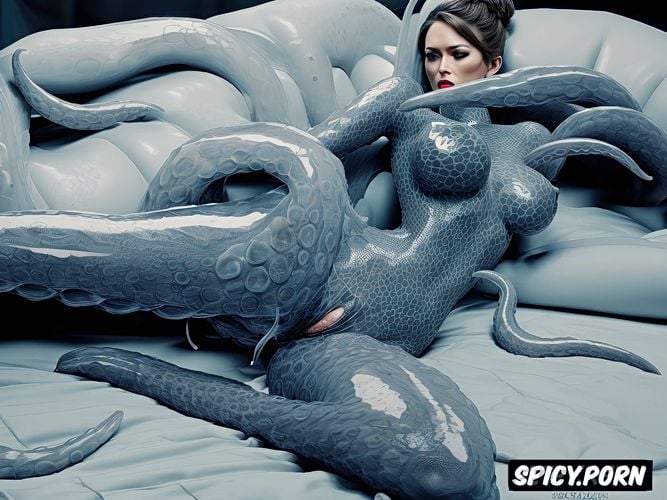 legs arched, tentacles restrain and caress her, tentacle pussy fuck