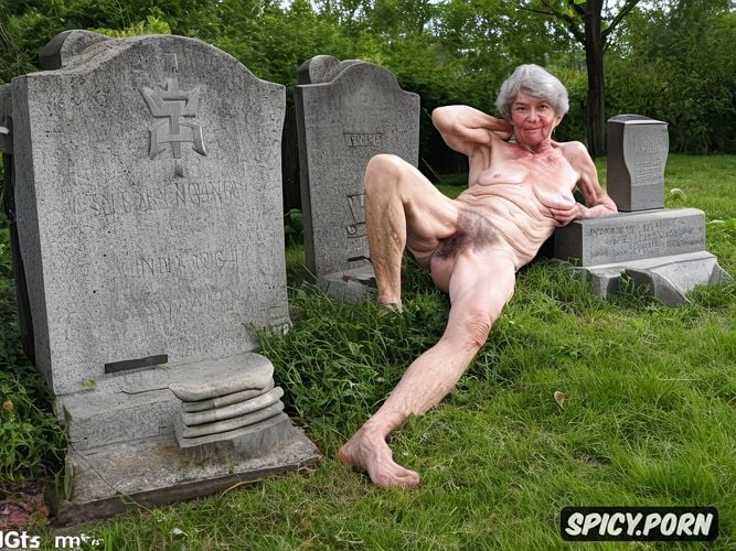 super old granny, spreading legs, zombie, loose flat small wrinkled tits