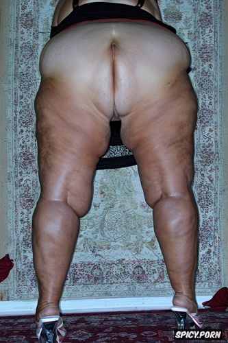 seventy of age, shaved fat pussy, ssbbw, very detailed, centered