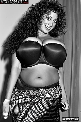 voluptuous supermodel, seductive, half view, gigantic saggy tits