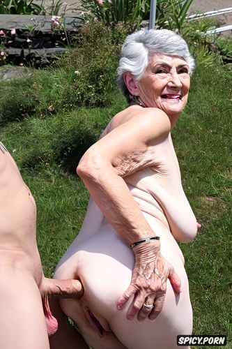 grey hair, old flabby body, smile, anal sex, wrinkled, anal fuck