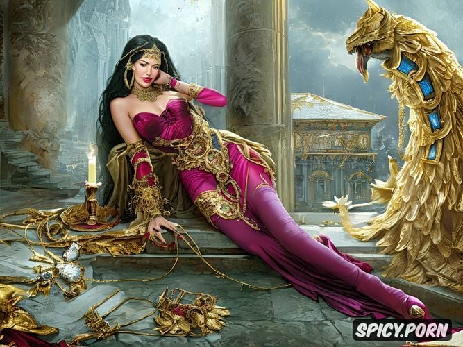 a woman full of blasphemous names, and it had seven heads and ten horns the woman was clothed in purple and scarlet and adorned with gold and jewels and pearls