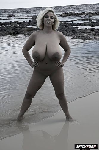 massive ass, latina lady, beach, full naked, cute face, massive curvy body