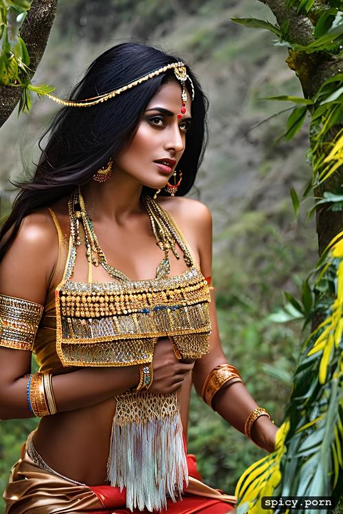 wearing a blouse, beautiful indian village woman, bottomless