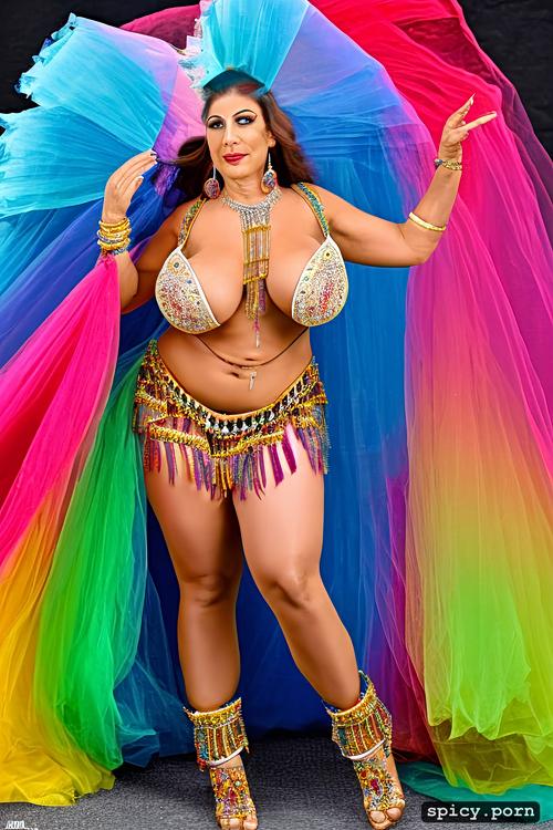 massive breasts, full front, thick, 91 yo, beautiful bellydance costume