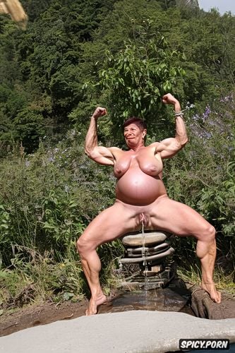 gorgeous granny chubby muscle lady, big pussy spread, only woman