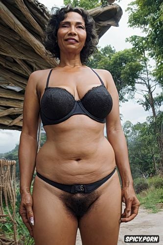long outwardly pointed nipples, tribal bra, granny, large saggy tits