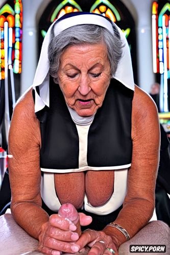 old senior grandmothers, tremendous cum on tits, highres, stained glass windows