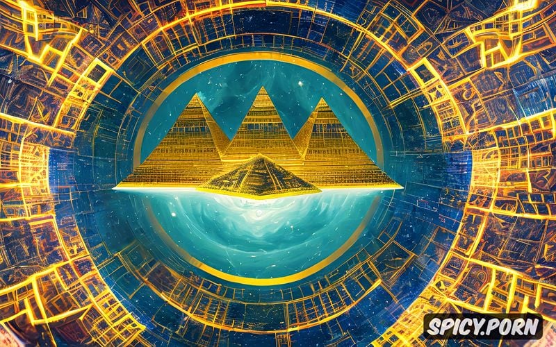 gold, aztec pyramid, alternate universe, teleportation, kaleidoscope