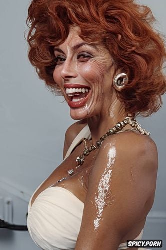 mature woman, sofia loren, stunning, vicious smile, red curles