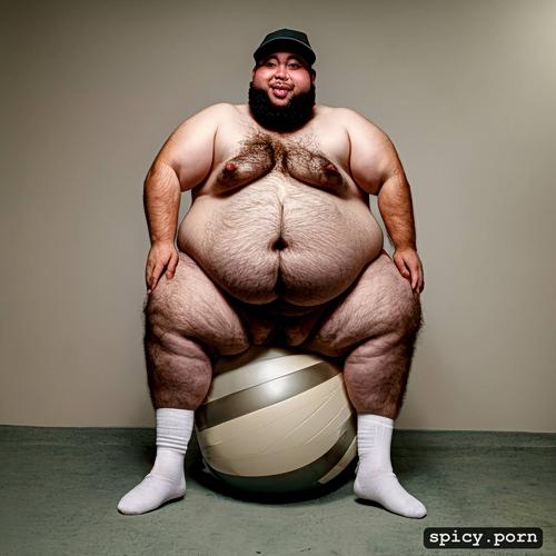 naked, realistic very hairy big belly, short person, 155 cm tall