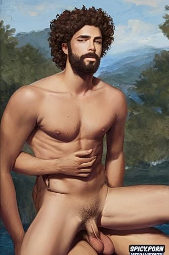 intense eye contact, historically accurate beautiful handsome sexy nude english prince in soldier uniform straddling man
