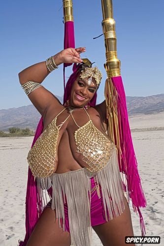 color photo, front view, gorgeous bellydancer, huge hanging hooters