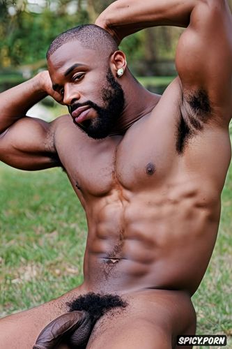 gay man bodybuilder showing off hairy armpits