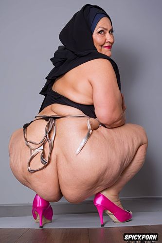 perfect face, chubby, hijab headscarf, squatting, ultra detailed