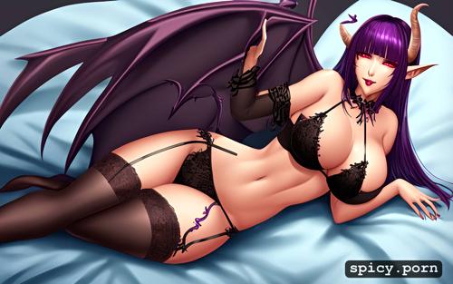 black demonic tail, nice natural boobs, masterpiece, sexy lingerie