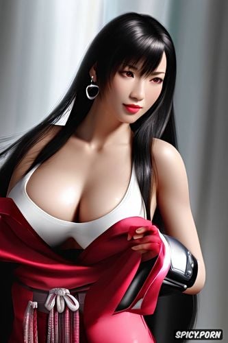 masterpiece, k shot on canon dslr, tifa lockhart final fantasy vii rebirth silk lingerie silk bathrobe soft lights beautiful face asian skin tone portrait