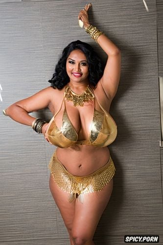 front view, full view, gorgeous indian burlesque dancer, large natural breasts