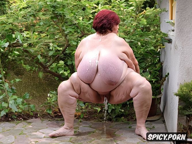 short bbw granny, thick legs, squatting spreading very thicc legs