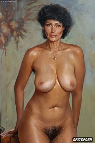 russian mature woman standing full nude hairy pussy, gorgeous face