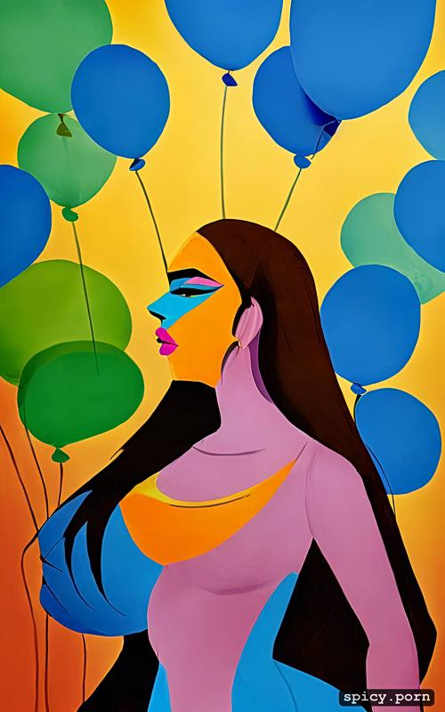 woman blow giant balloon