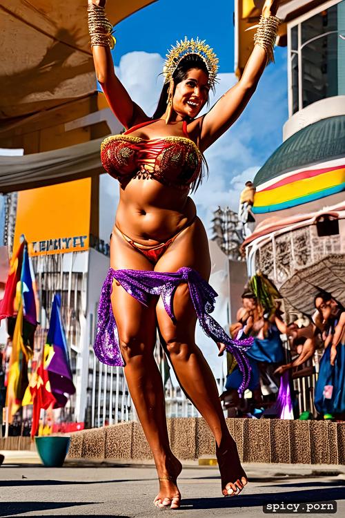 62 yo beautiful hawaiian hula dancer, color portrait, performing on stage