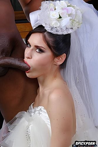 wedding dress, big eyes, full blowjob1 3, white female, helpless facial expression1 3