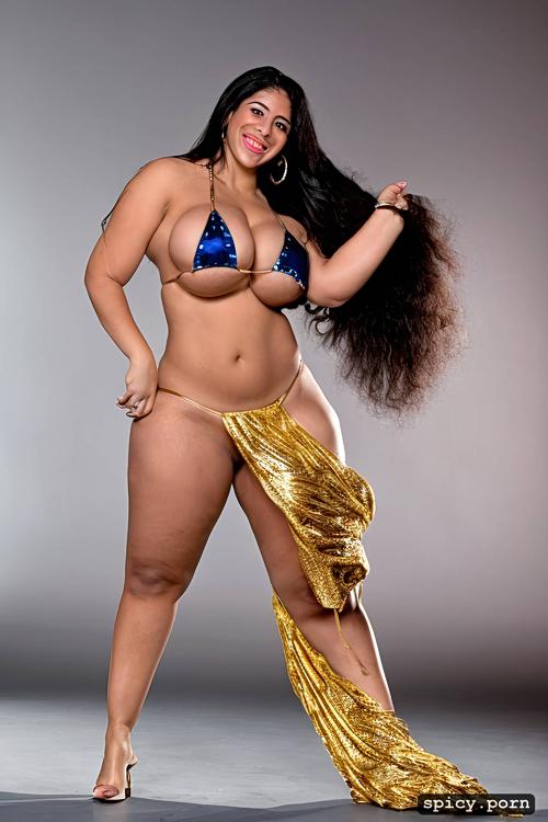 full body view, color portrait, giant hanging boobs, 21 yo beautiful lebanese dancer
