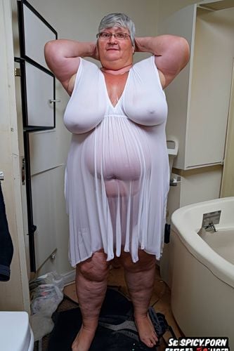 front view, lifting the night gown to show pussy and boobs, covered