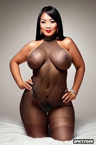 curvy transgender woman, tiny boobs, erect penis, nude, asian