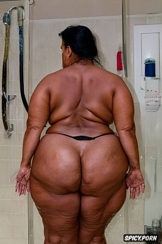 massive fat ass, centered, looking back over her shoulder, hyperrealistic